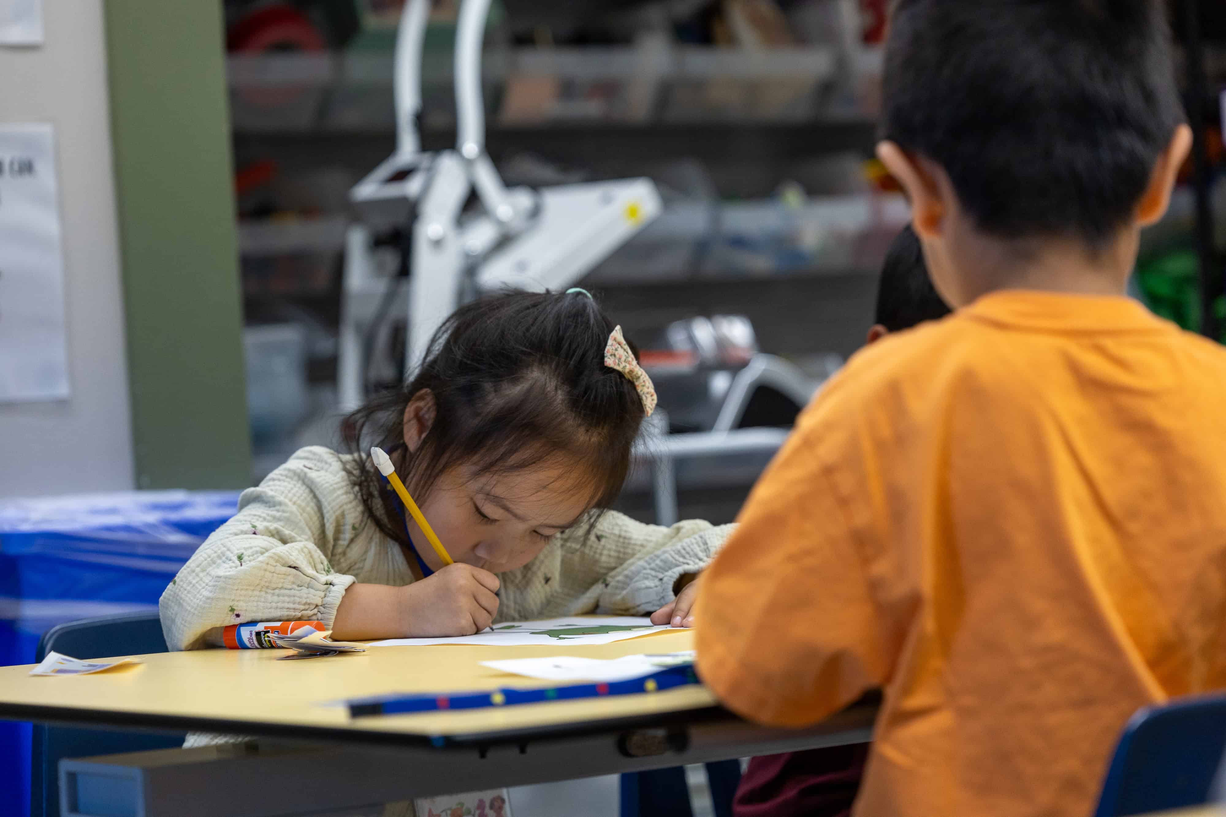 Student working on paper