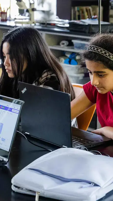 Students working on computer