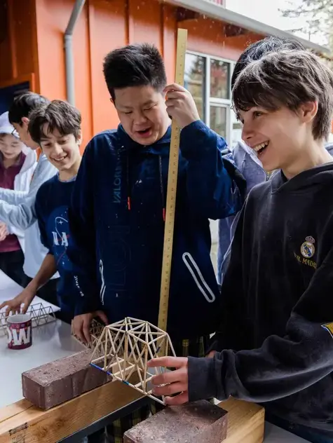 Students testing bridge project
