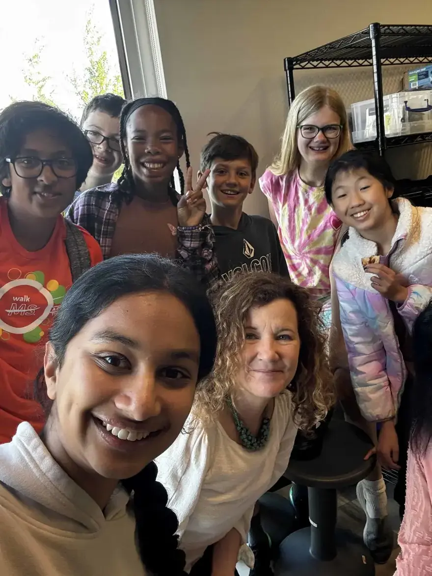 Teacher and students group photo