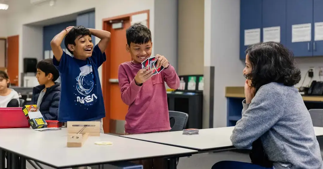 Students playing UNO
