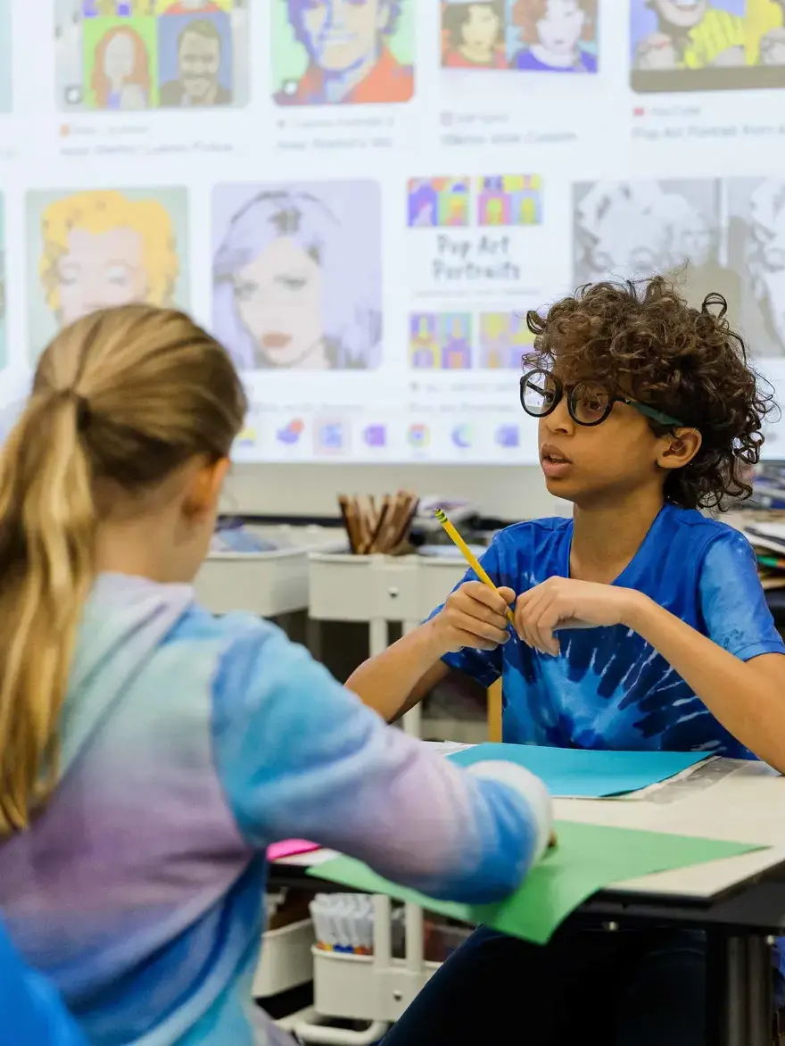 Student working in class