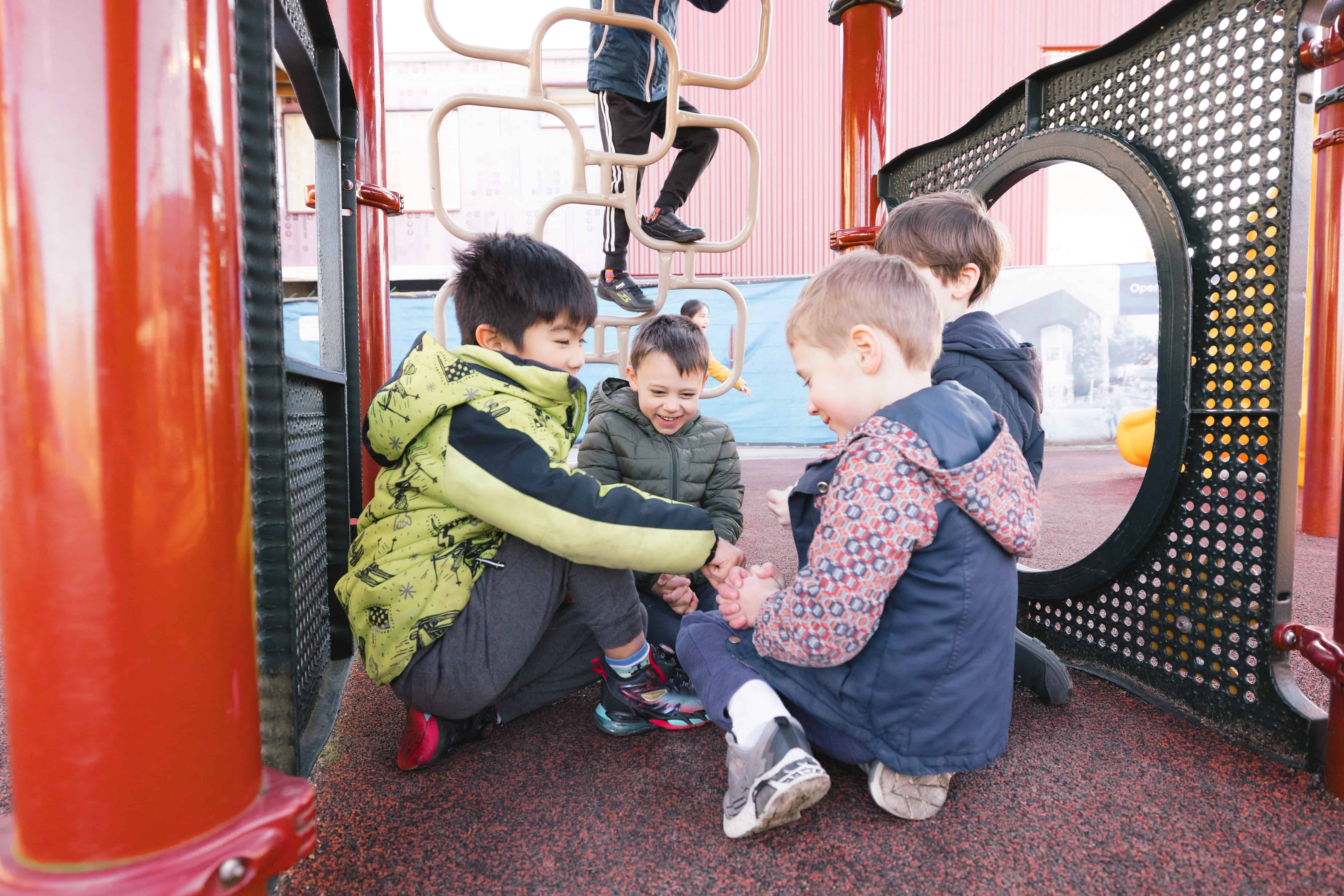 Students playing on playground