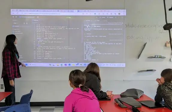 Students learning how to code