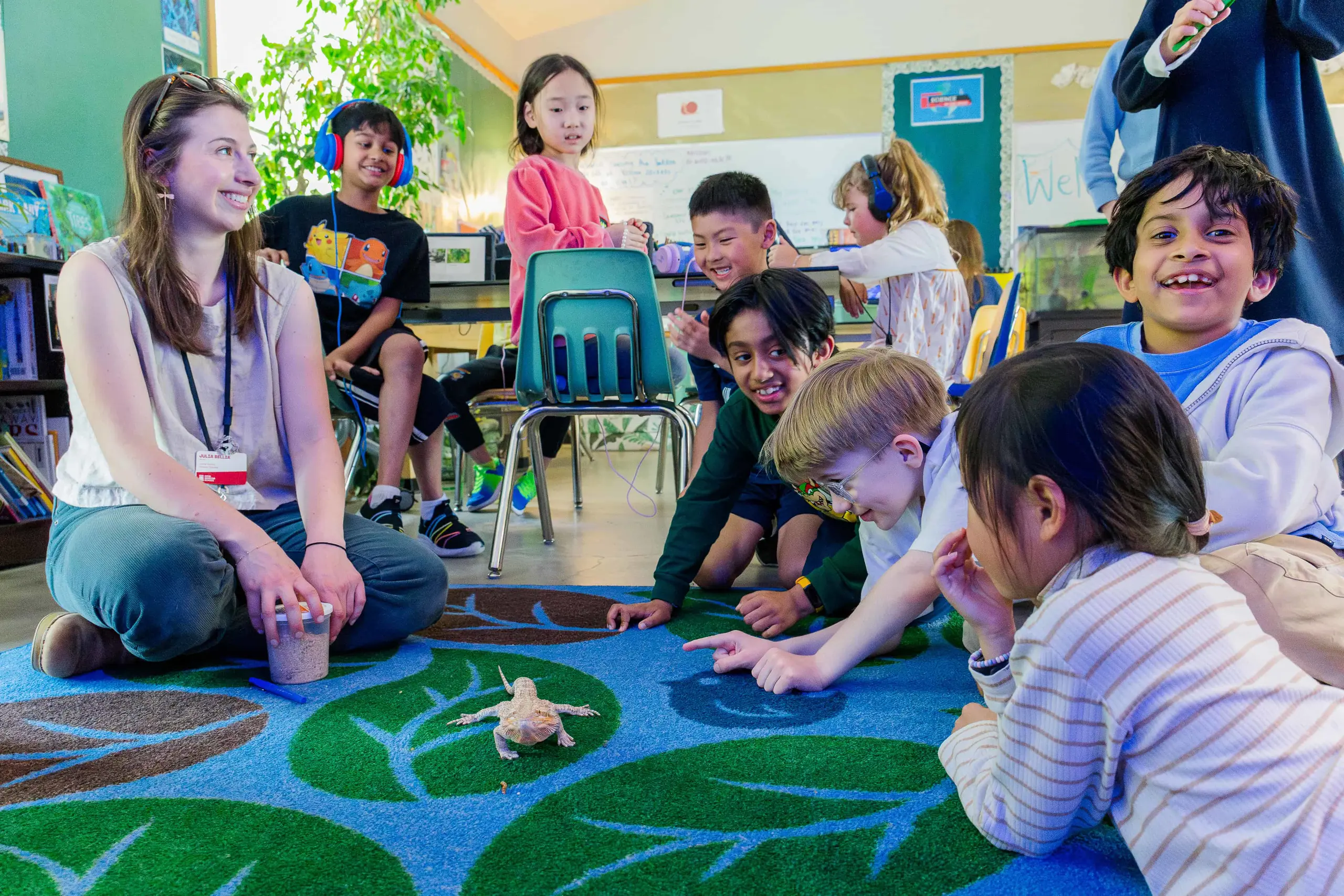 Student and teacher in class