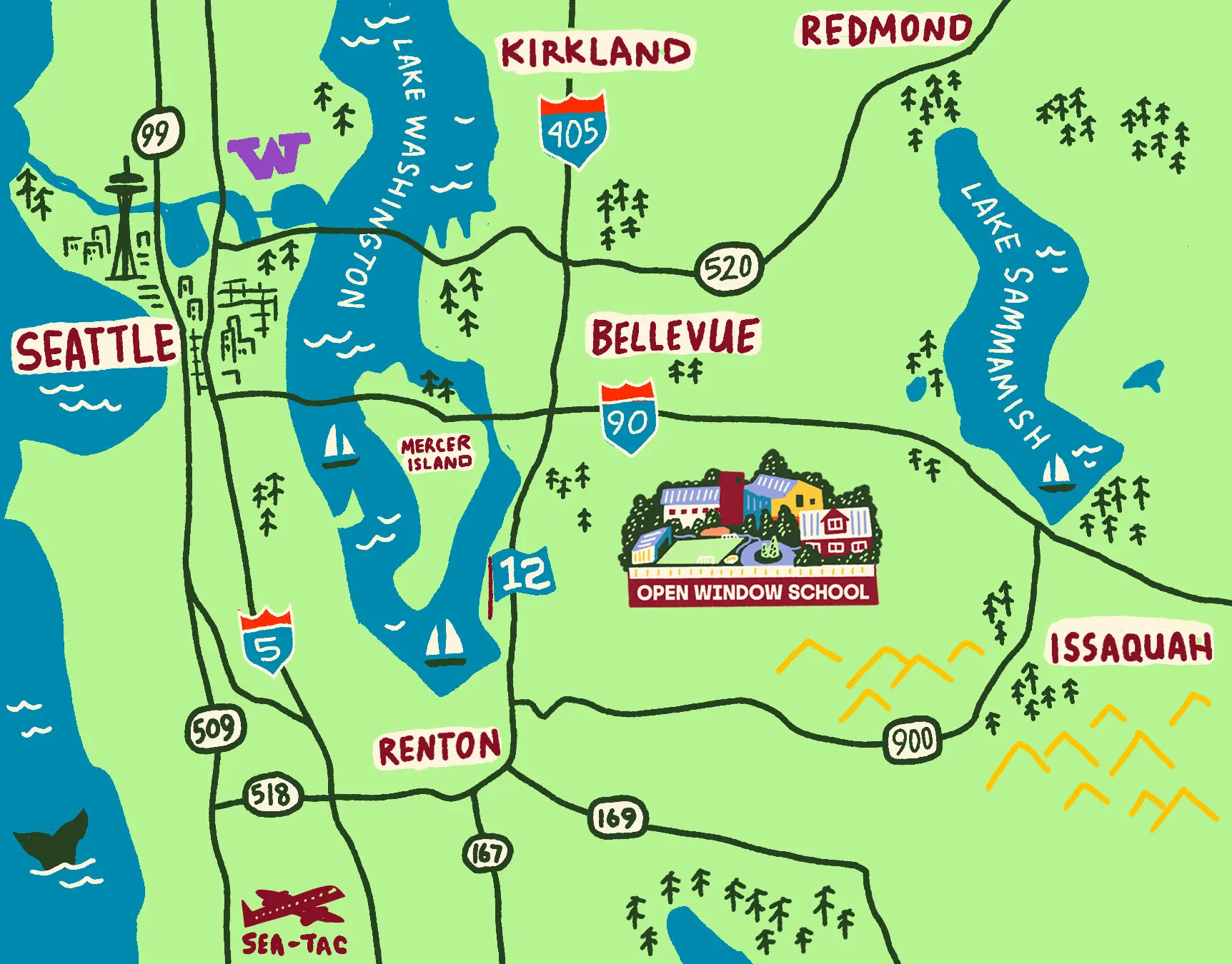 Map showing open window school