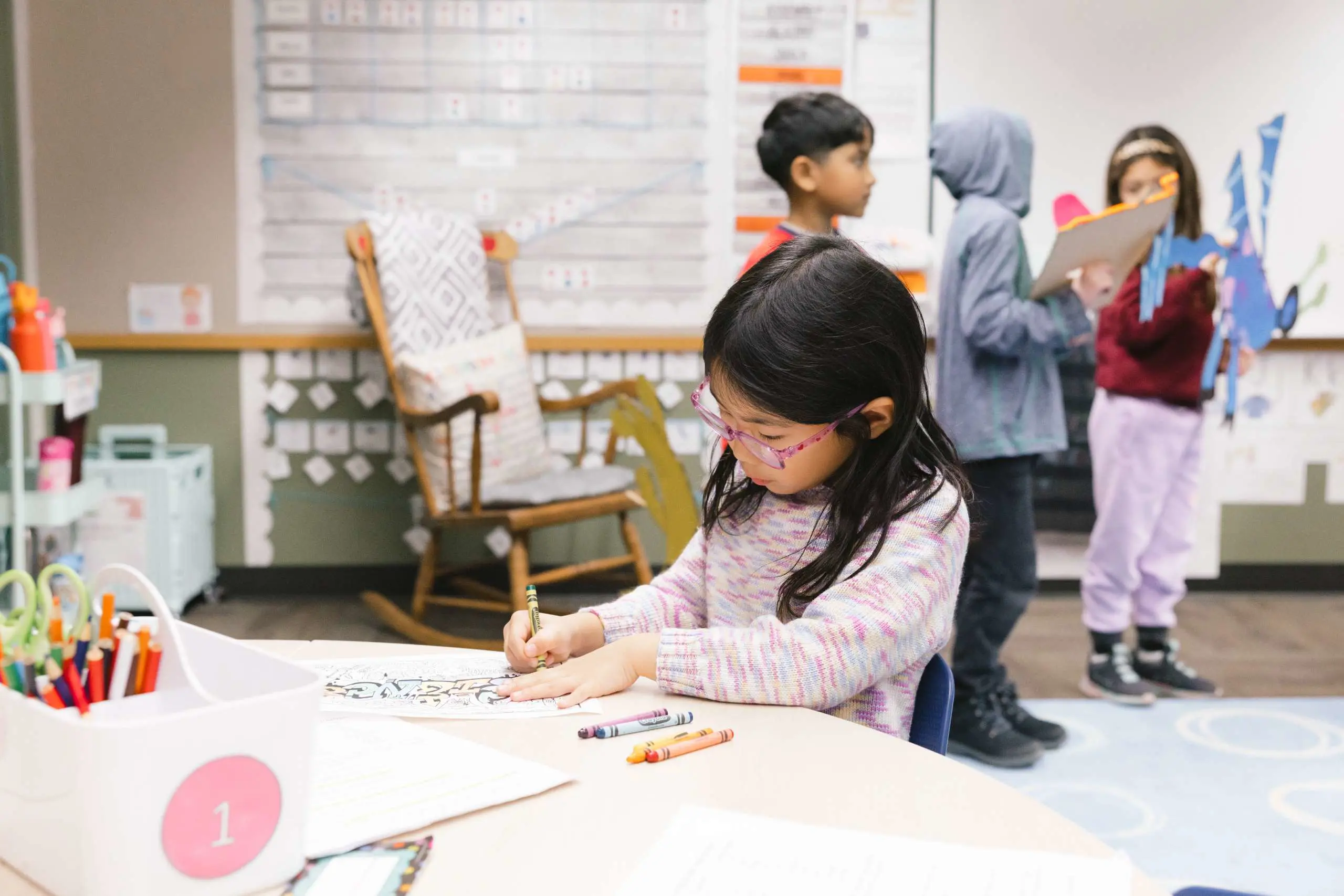 Students in art class
