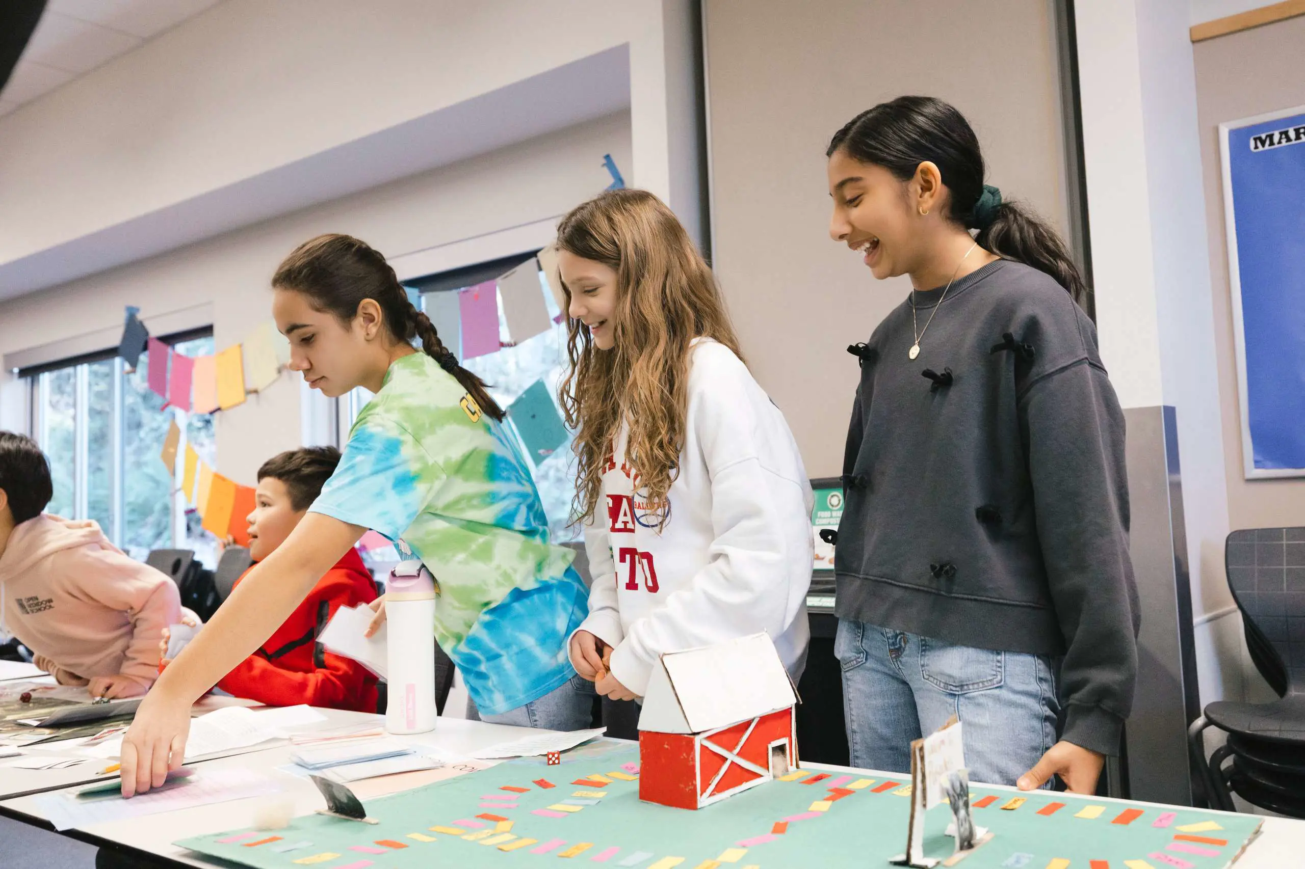Middle schools students doing class project