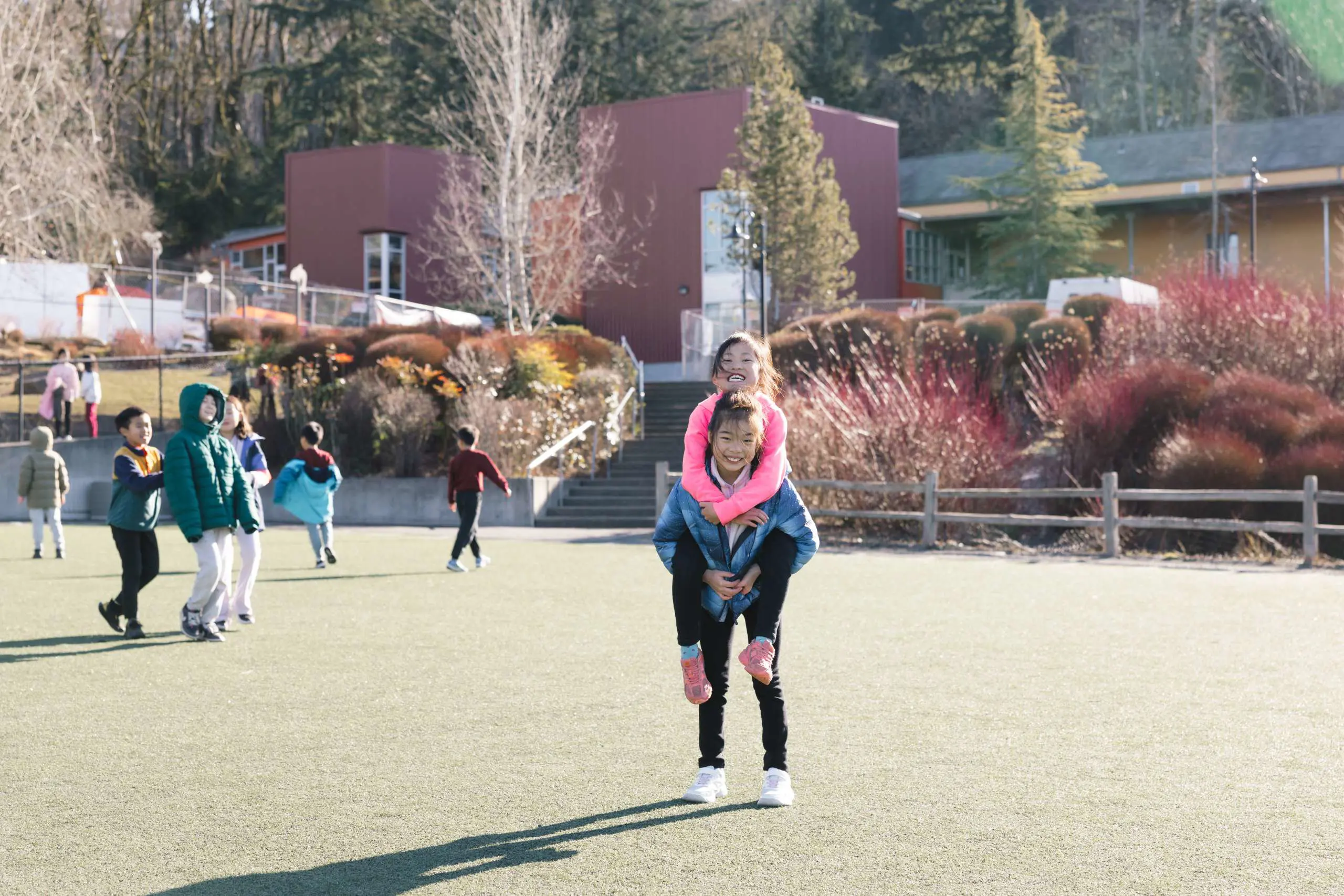 Students playing outside