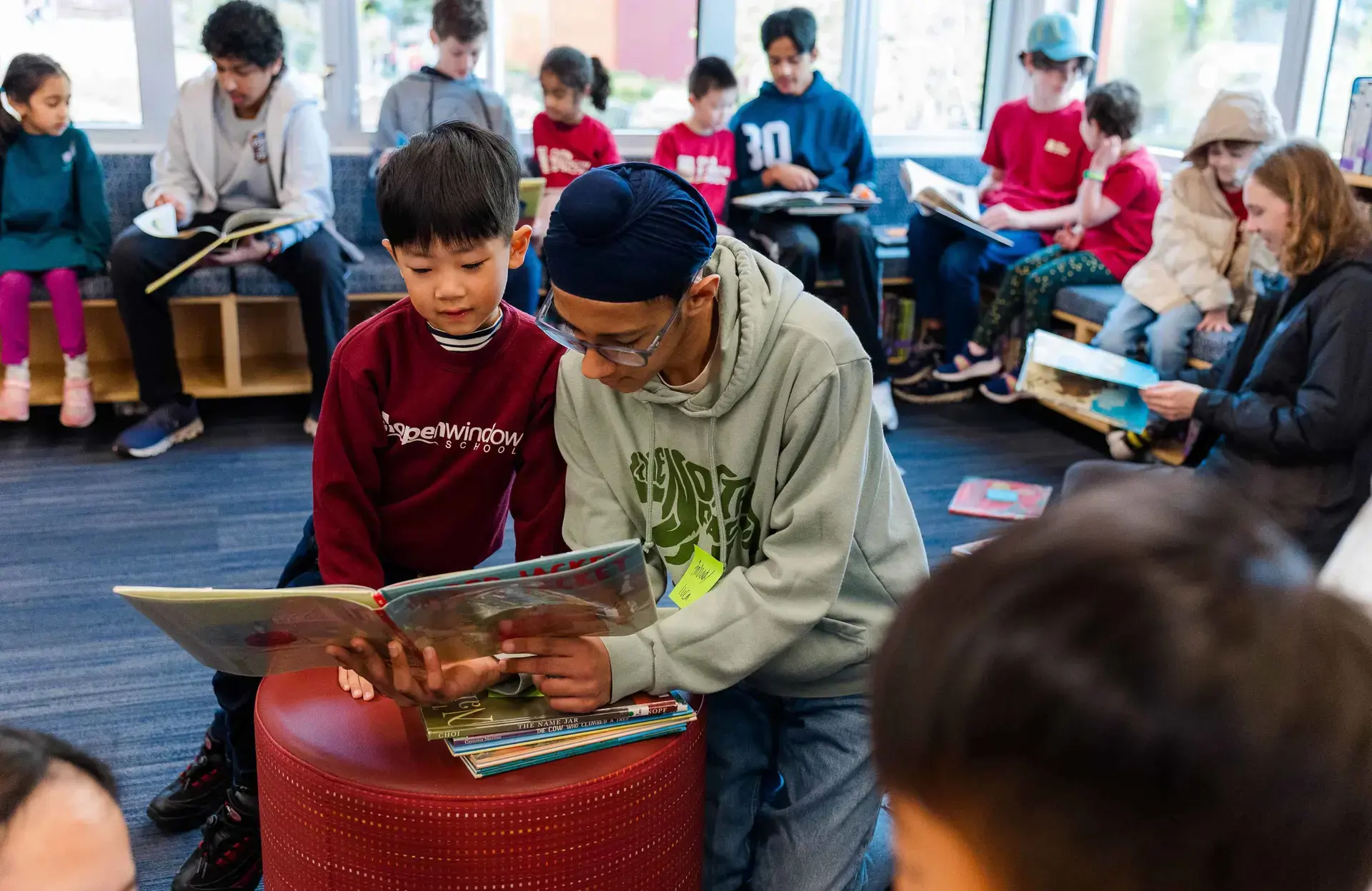 Students reading together