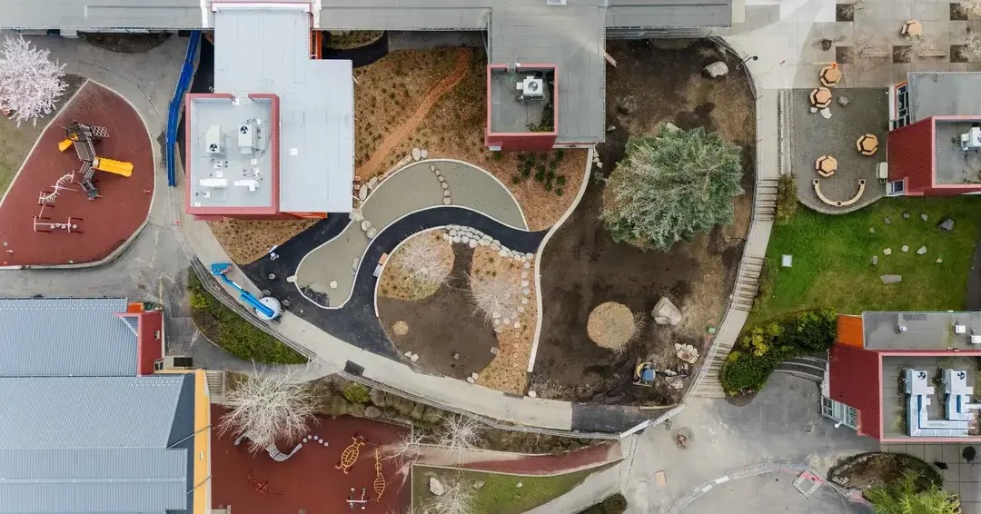 Birdseye view of playground