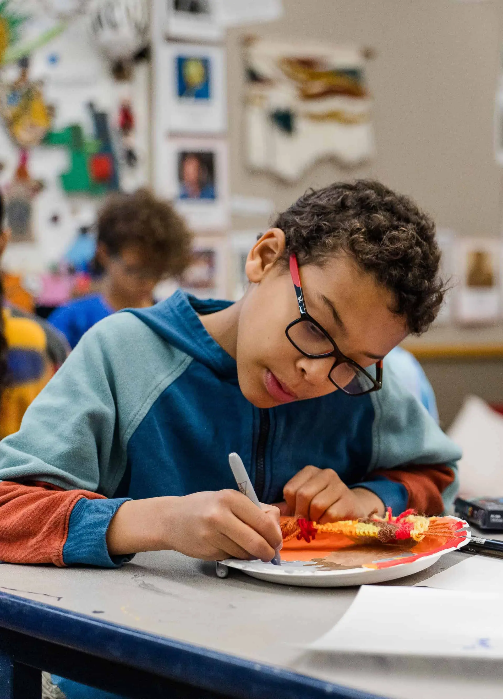 Student working on craft project