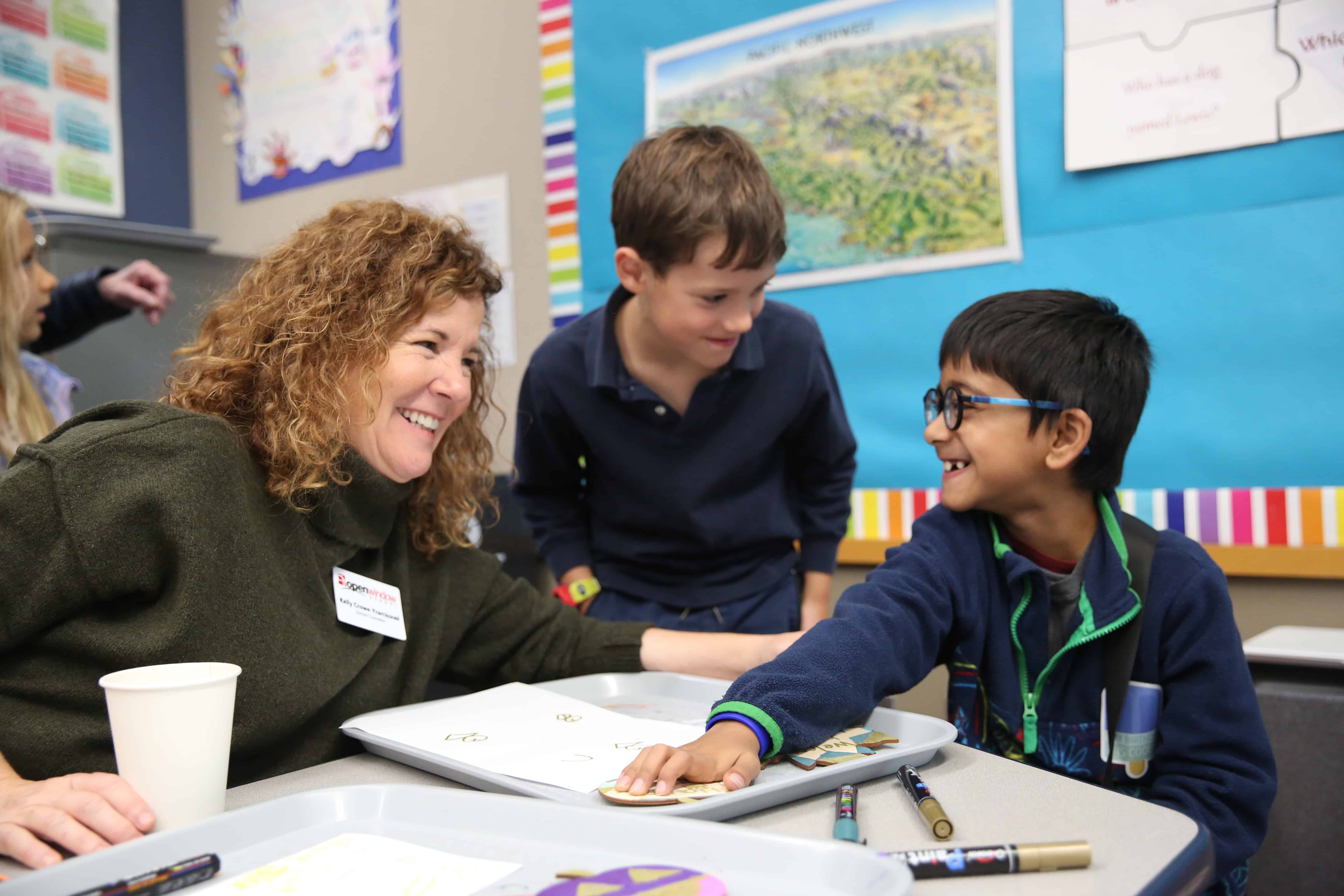 Teacher with students