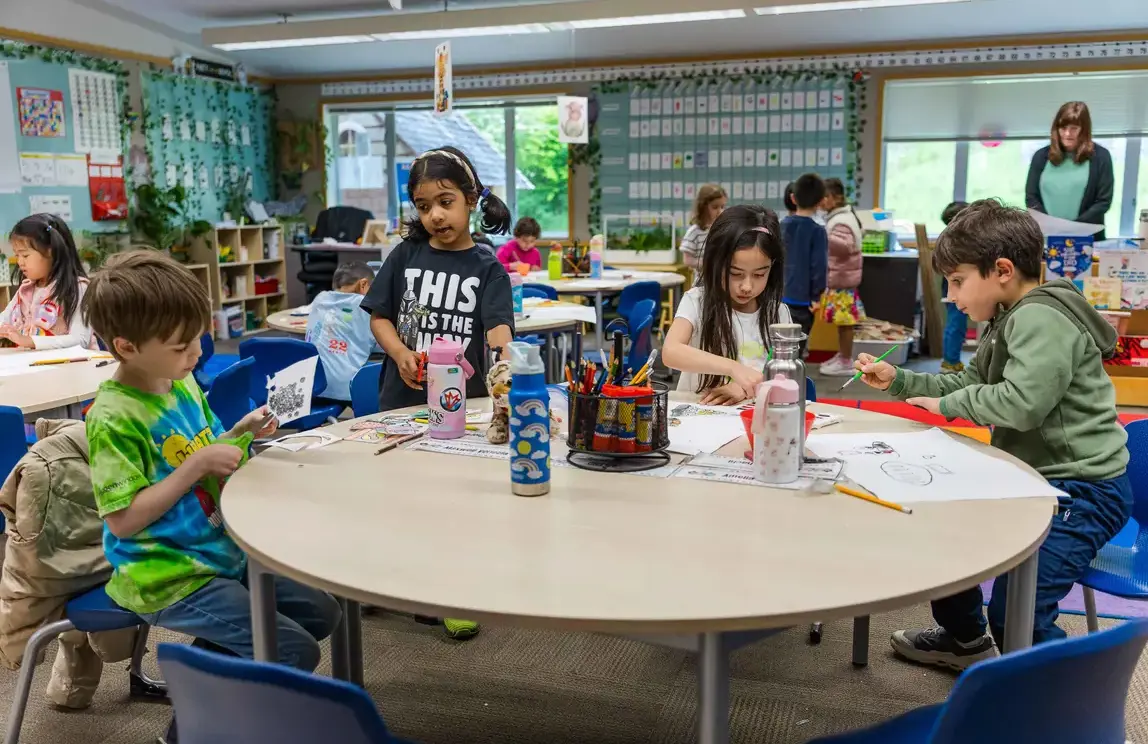 Students working together in class