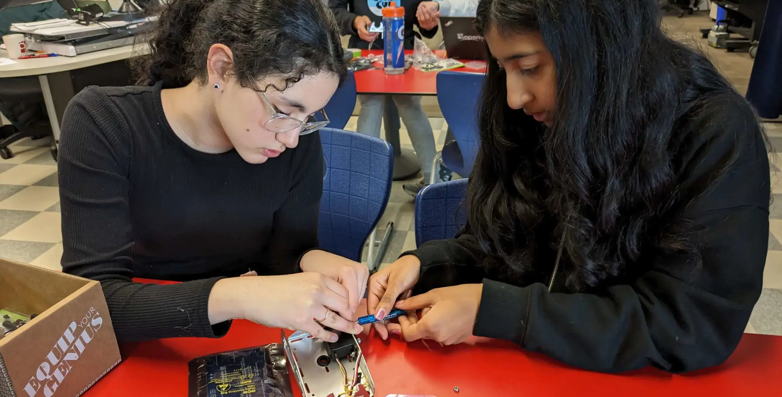 Students working on project together
