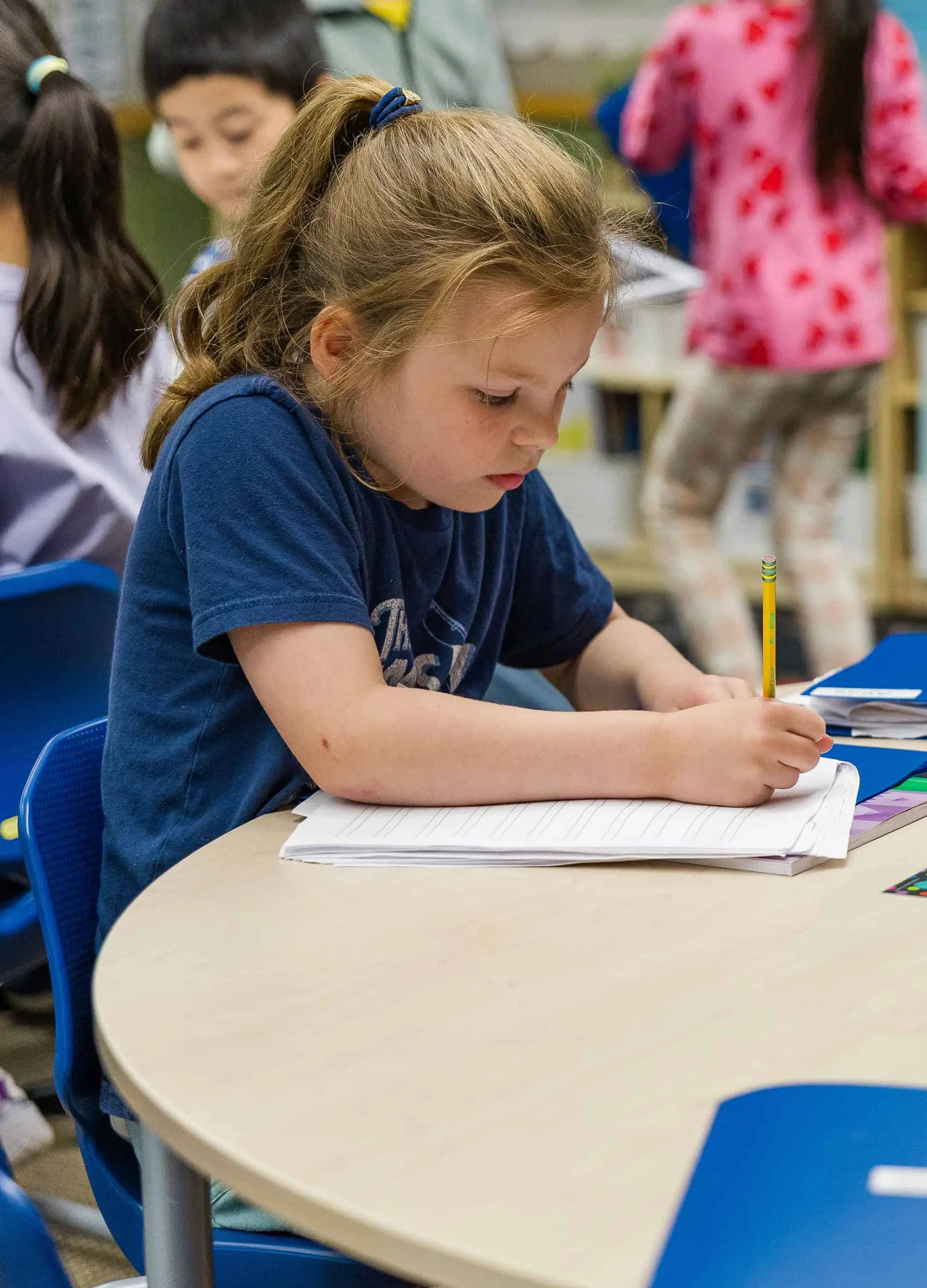 Student working on paper
